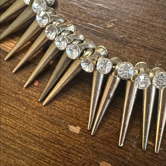 Sold! Almost 5” Rhinestone And Spiked Hoops - Picture 2 of 3